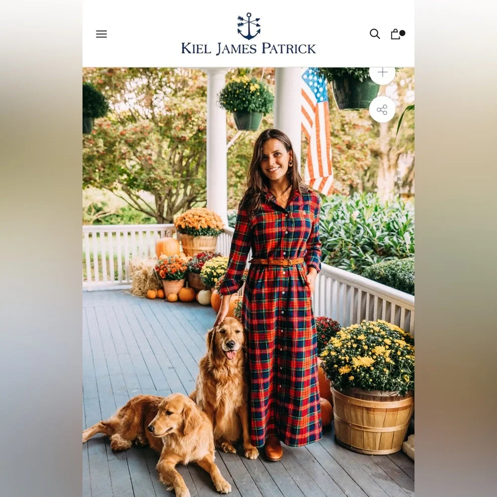 Kiel James Patrick Red and Green Plaid Long Sleeve Dress - Picture 7 of 11